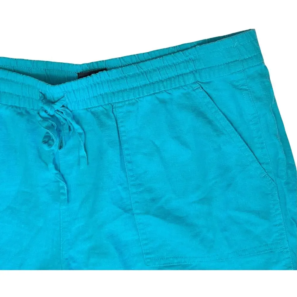 J. Crew Linen Blend Drawstring Short Blue AX922 Size M